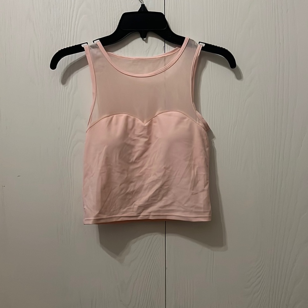 WOMENS TICKLED TEAL PINK SWEETHEART MESH SWIM TOP SIZE S